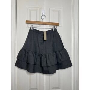 NEW J. CREW Womens Gray Tiered Mini Skirt Size 00 Wool Flannel Ruffle Lined